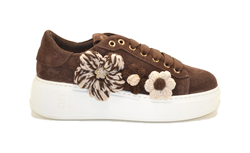 GIO PIU SNEAKER COMBI FLOWERS CIOCOLAT
